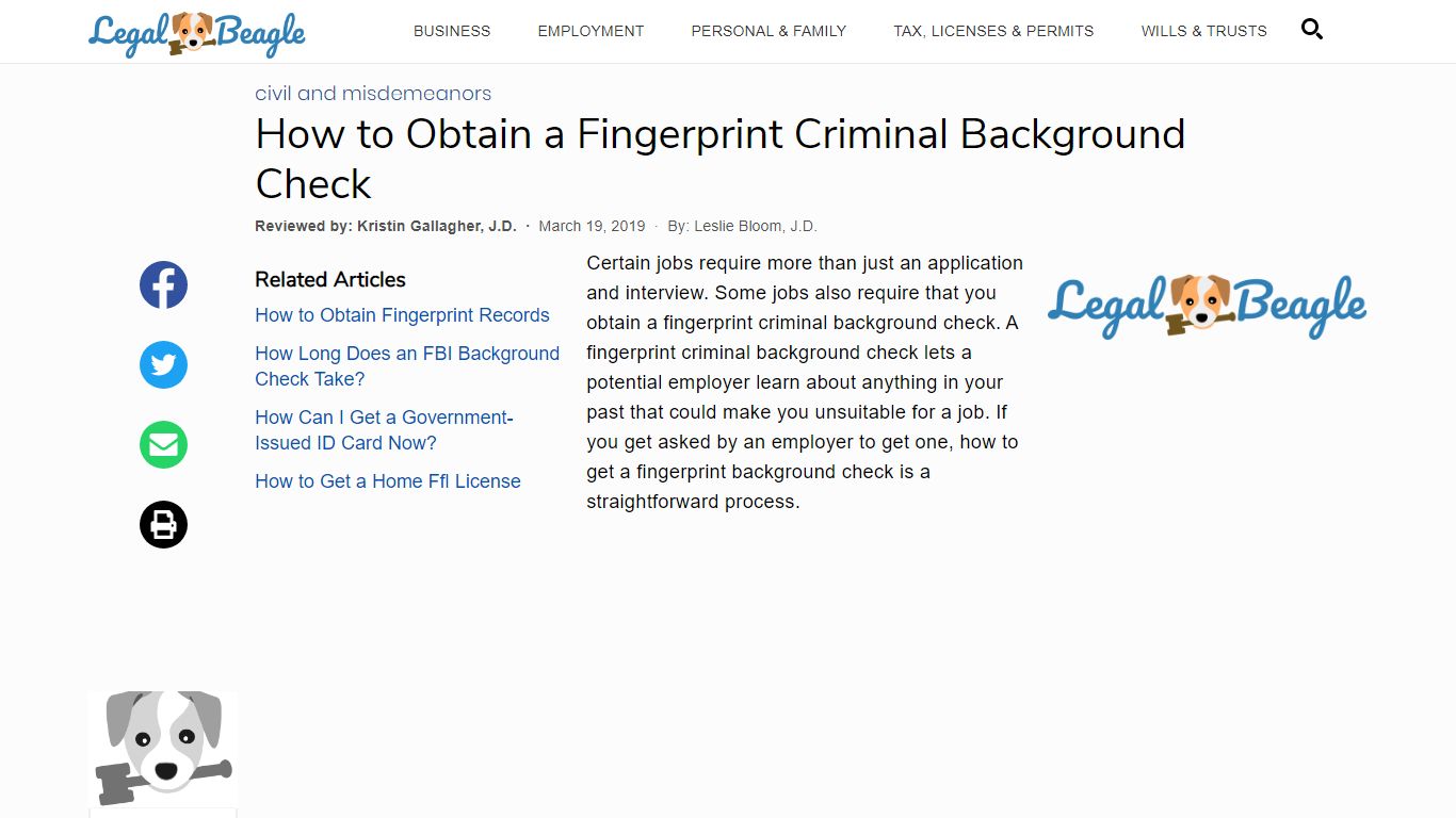 How to Obtain a Fingerprint Criminal Background Check